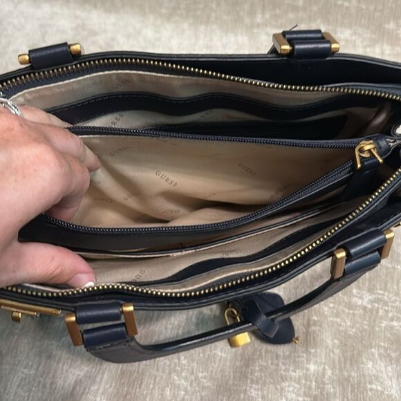 Guess Katey Quilted Luxury Satchel - Denim Multi - Picture 9 of 16